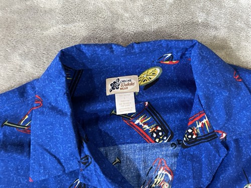 VTG  Waikiki Wear by Cherokee Hawaiian Shirt Exotic Drinks Mens L 100% Rayon NWT - Picture 4 of 13