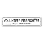 Volunteer Firefighter Sign, Personalized Proudly Serving City Metal Wall Decor