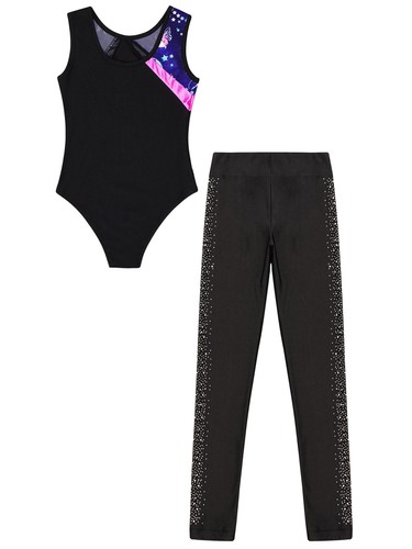 Kinder Mädchen Outfits Stylisch Bedruckt Tanzkleidung Patchwork Set Rundhals Anzug 2 Teile - Bild 29 von 48