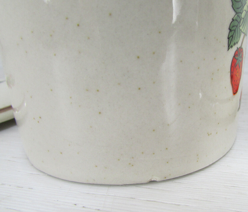 Vintage Wilde Erdbeere Kaffeebecher Steingut mit Deckel/Untersetzer Cottagecore Retro - Bild 11 von 13