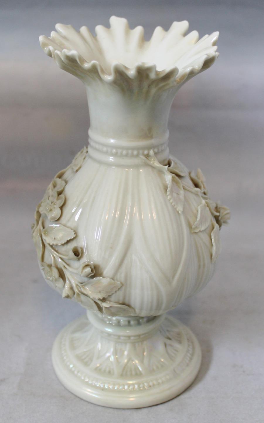 BELLEEK FLOWER ENCRUSTED FLARED VASE 3rd BLACK MARK 19261946 eBay
