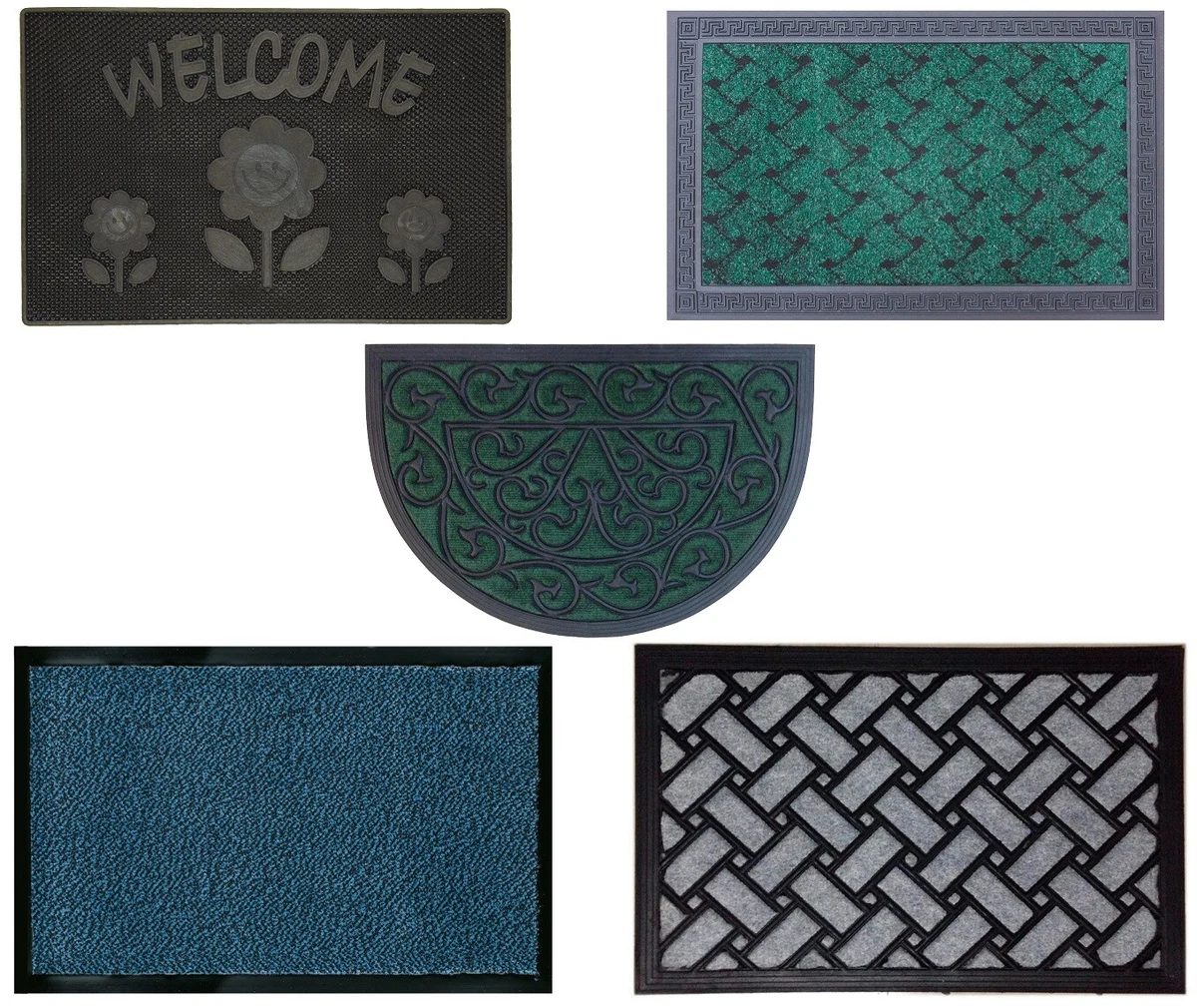 TREND Tappeto in Gomma Antiscivolo a Griglia - Zerbino Ingresso Esterno, Antisporco, Drenante - Spessore 16 mm - 4 Misure - Componibile - nero (40x80 cm