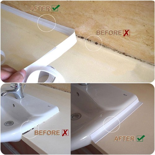 2 Caulk Tape Sealant Strip(Bath&Kitchen)Self Adhesive White(1.5"X15f)Toilet,Sink - Picture 9 of 14