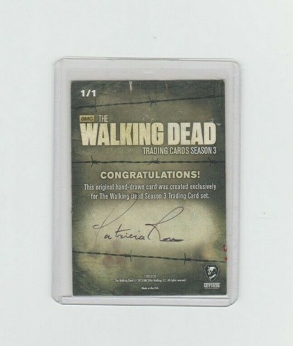 WALKING DEAD SEASON 3 WALKER SKETCH CARD BY ARTIST PATRICIA ROSS (#3) 1/1! - Picture 2 of 2