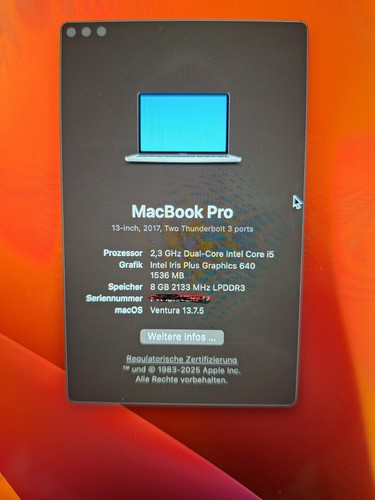 Apple MacBook Pro 13,3 - wenig gelaufen - Modell 2017, Core i5, 8GB, 128 SSD - Bild 3 von 11