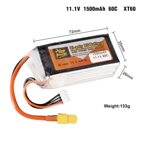 3S 11.1V 650-6000mAh 25C-75C RC Lipo Battery w/ XT30 XT60 T Plug JST for RC Car - Picture 13 of 30
