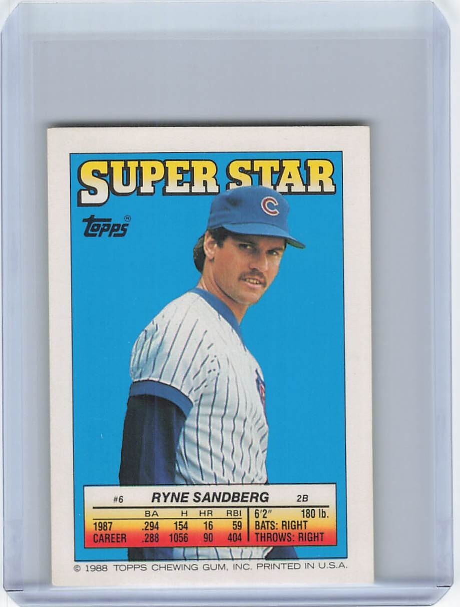 1988 Topps Super Star Back Ryne Sandberg / Dwight Evans Bill Doran Sticker