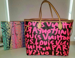 RARE Louis Vuitton Fuschia Hot Pink Stephen Sprouse Graffiti Mono Neverfull GM | eBay