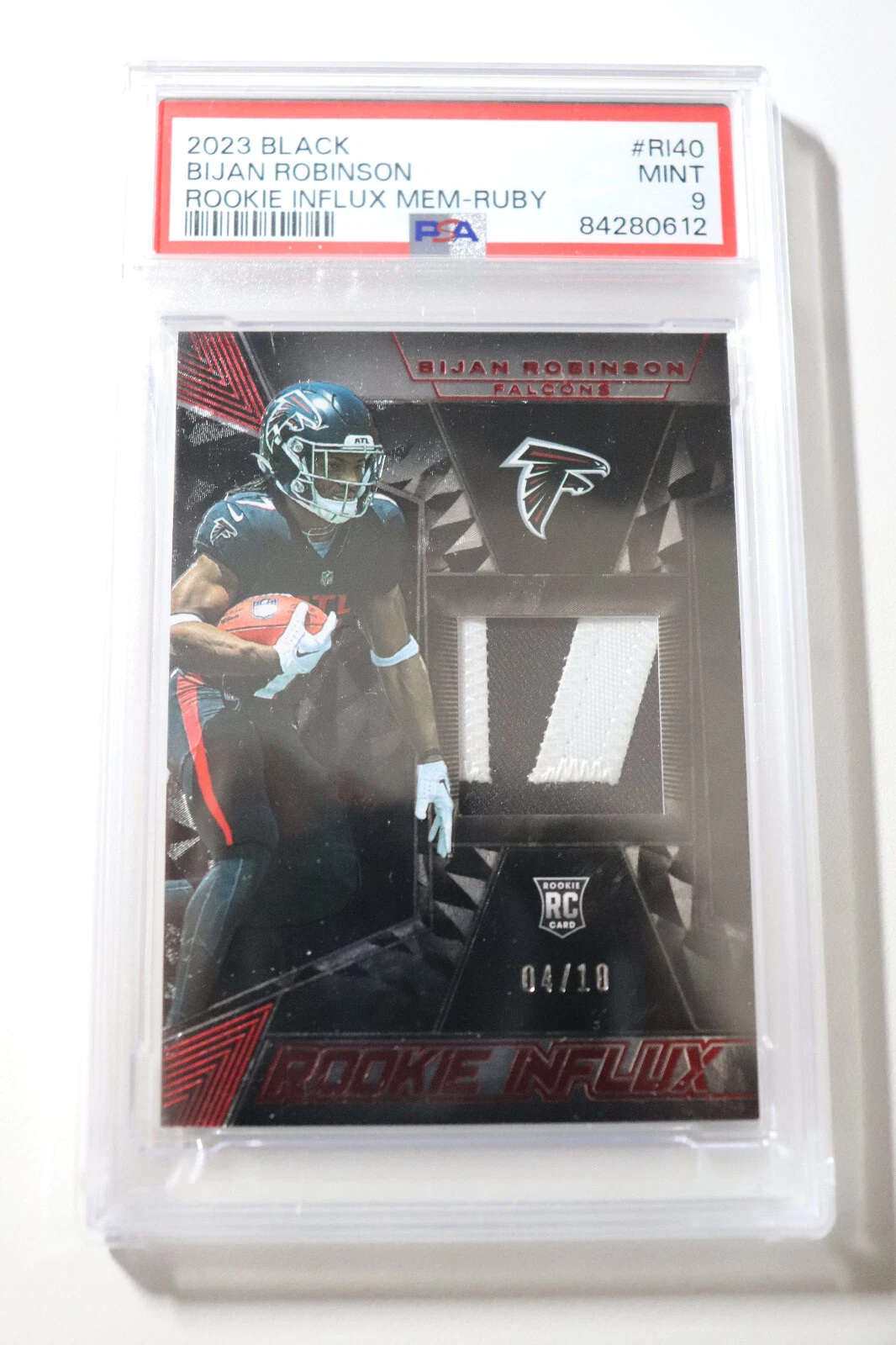 Bijan Robinson Panini Black Rookie Influx Memorabilia #RI40 Ruby