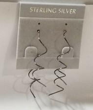 New Sterling Silver Threader Style Earrings Drop/ Dangle Long Twist Or Spiral 2"