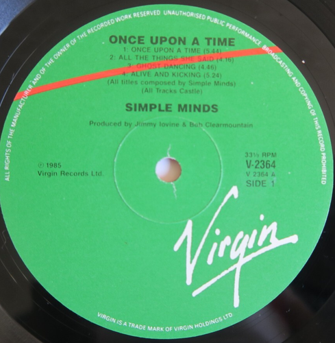 Simple Minds Once Upon A Time pressing 12'' vinyl Lp 1985 rock rare - Picture 3 of 6