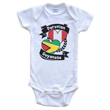 Peruvian Guyanese Heart Flags Peru Guyana Baby Bodysuit