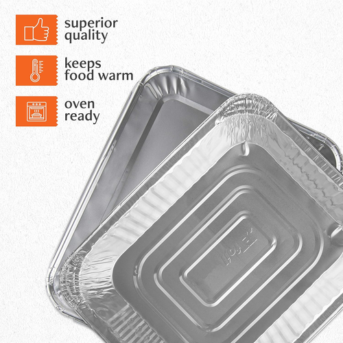 Disposable 9 X 13 Aluminum Foil Pans with Lids Half Size Deep Steam Table Bakewa - Picture 7 of 7