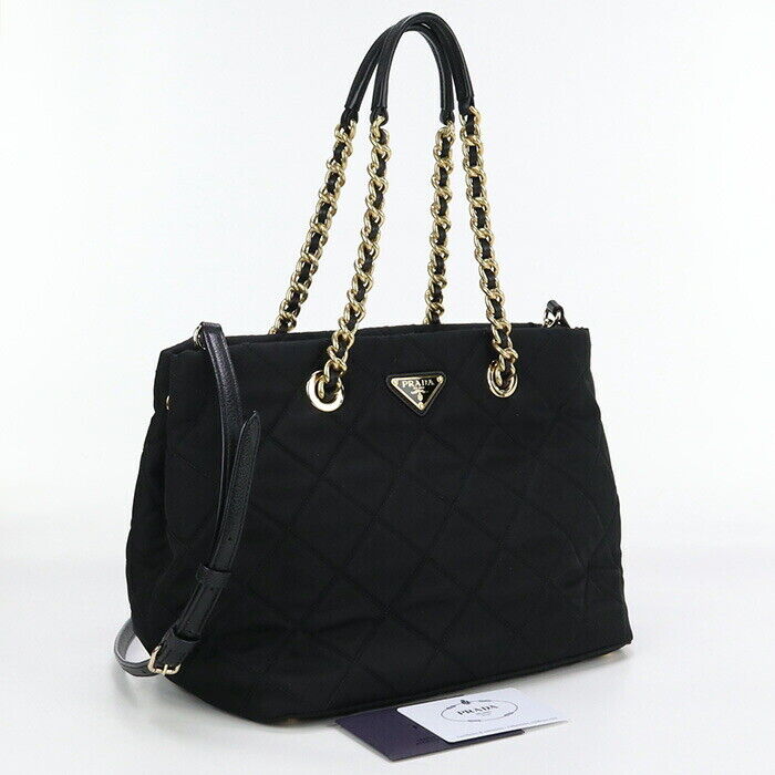Used Prada 2Way Chain Tote Bag Nylon 1Bg740 2Dyc F0002 Black Used Prada 2Way Chain Tote Bag Nylon 1Bg740 2Dyc F0002 Black