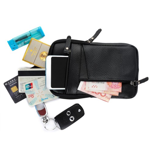 Hombres Cuero Moda Teléfono Bolsa Cintura Cinturón Bolso Hombro Bandolera Paquete Bolso de Mano  - Imagen 7 de 12