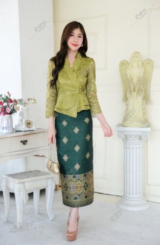 THAI TRADITIONAL BLOUSE SHIRTS LAOS SILK - Picture 60 of 74