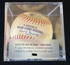 5/27/19 SHOHEI OHTANI SINGLE HIT #108 MLB GAME USED BASEBALL PUJOLS #JD517607