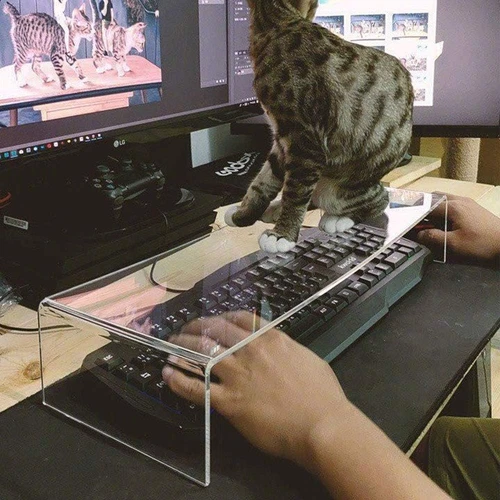 Clear Acrylic Keyboard Cover Protector Anti-Cat,2 in 1 Keyboard Bridge Protector