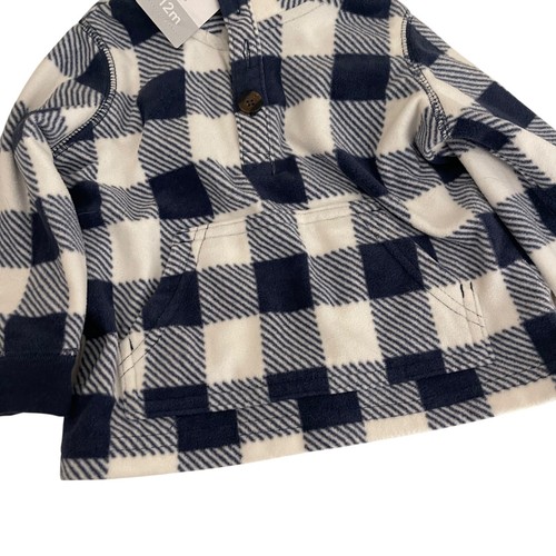 Carter's Flannel Jacket Boy's 12M Months Navy Blue White Checkered Fleece - Picture 9 of 10