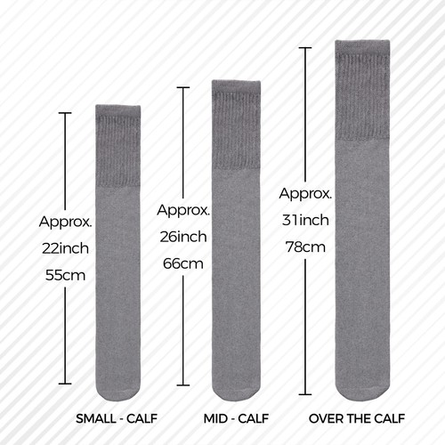 6-12-18 Pairs Men's Over The Calf Tube Socks Sports Cotton Socks Big & Tall - Picture 29 of 63