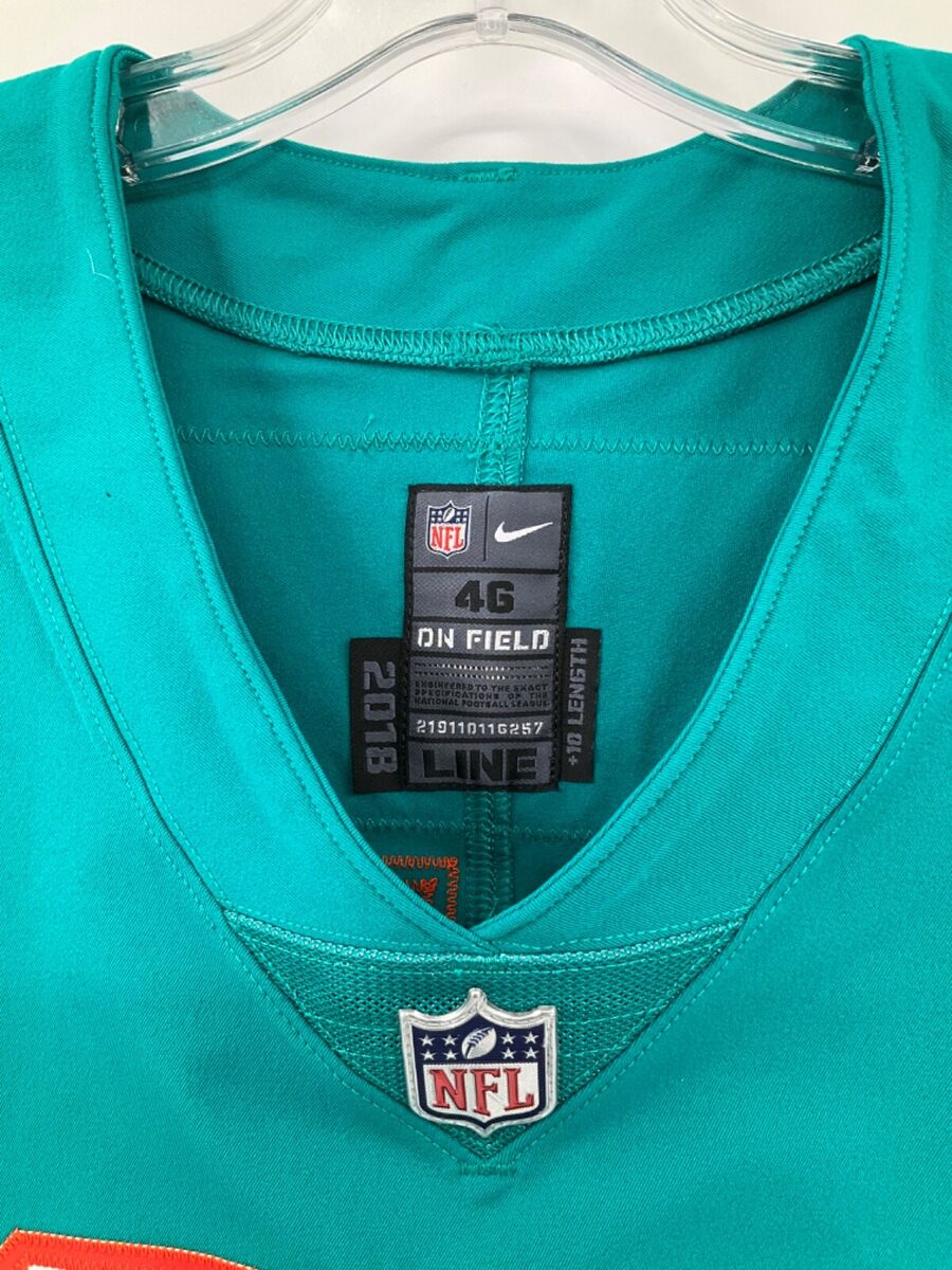 97 ZIGGY HOOD MIAMI DOLPHINS NIKE GAME USED AQUA JERSEY SZ