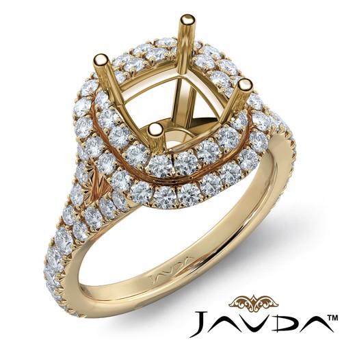 Anillo de compromiso de diamante halo doble corte francés cojín semi montaje 1,4 quilates - Imagen 25 de 32