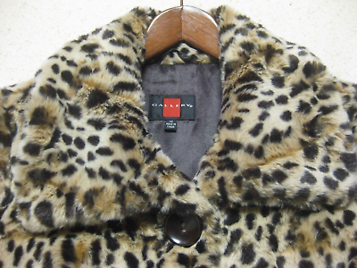 Nordstrom Gallery Petite Leopard Faux Fur Coat Jacket PXS XS Nordstrom Gallery Petite Leopard Faux Fur Coat Jacket PXS XS