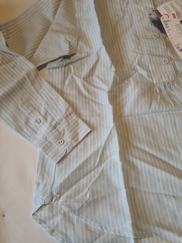 Uniqlo Ines De La Fressange Casual Blouse Pale Blue Stripe Size XS - Picture 2 of 8