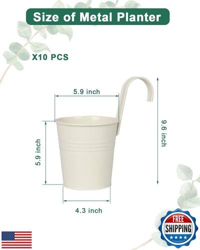 6 Inch Metal Railing Planter for Outdoor Plants - 10 Pack Balcony Hanging Pla - Picture 2 of 5