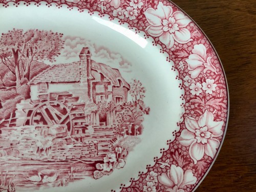 Wood & Sons PINK COLONIAL Serving Platter England Jones McDuffee & Stratton 12” - Picture 6 of 12