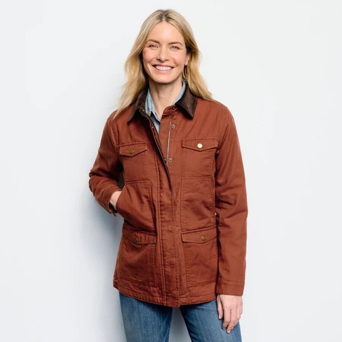 Women's Orvis 1856 Barn Coat Chore Jacket Flannel Lined Corduroy Collar Size XS - Picture 23 of 24