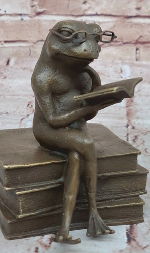 Finería de bronce europea hogar ansiosos rana lectores jardín escultura estatuilla regalo - Imagen 7 de 10