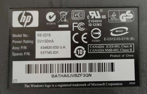 "Job Lot of 10" HP PS/2 Computer Keyboards KB-0316 US QWERTY NEW - Picture 2 of 3