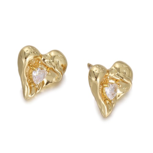 Lindos pendientes coreanos de corazón de circón de cristal multicolor para mujer - Imagen 19 de 23