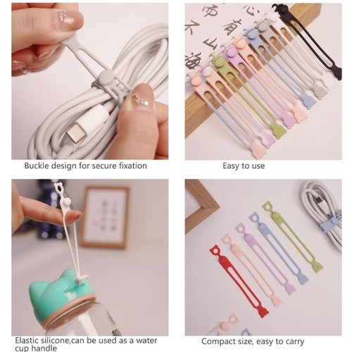 50Pcs Multipurpose Silicone Cable Ties Cable Straps Charging Cable Organizers - Afbeelding 5 van 8