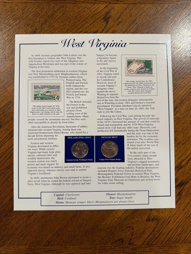 2005 West Virginia Statehood Commemorative Quarters Panel P&D, PCS, Stamps - Picture 2 of 2