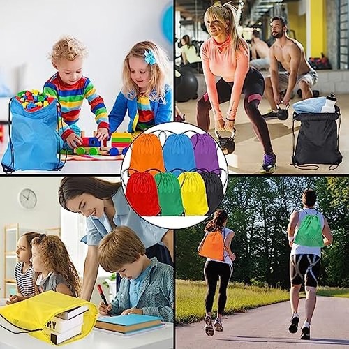 Drawstring Bags Swim Bag Oxford Drawstring Gym Bag String School Bag Waterproof - Picture 4 of 67