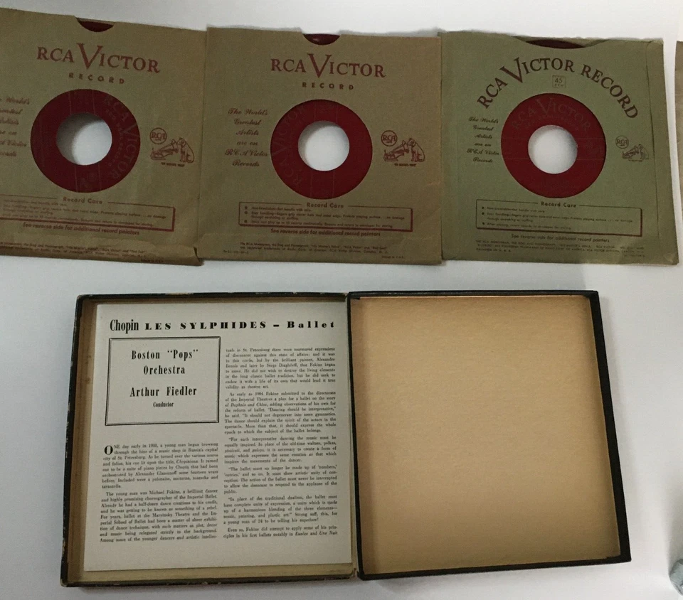 RCA Red Seal Records Chopin Les Sylphides Red Vinyl 45 RPM 3 Records Set Collect Foto 3 de 4