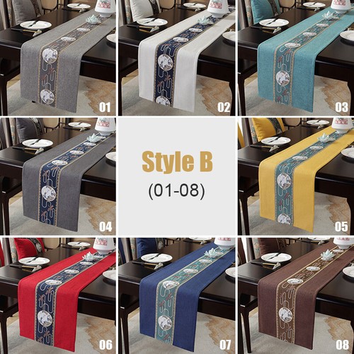 Chinese Traditional Cotton Linen Long Table Runner Tassels Flags Decor 33cm Wide - Picture 3 of 30