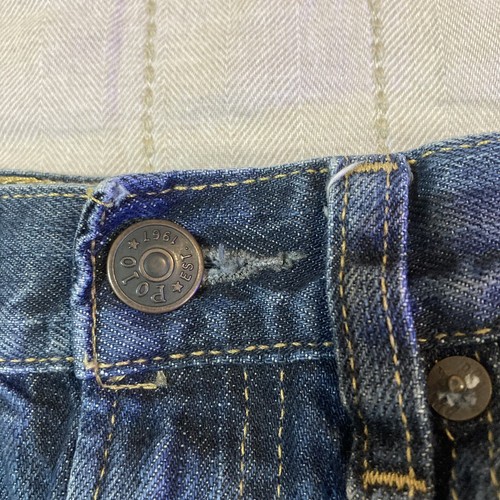 Vtg Polo Jeans Ralph Lauren Youth Boys Size 12 Denim Straight Jeans 26x26 Bear - Picture 8 of 11