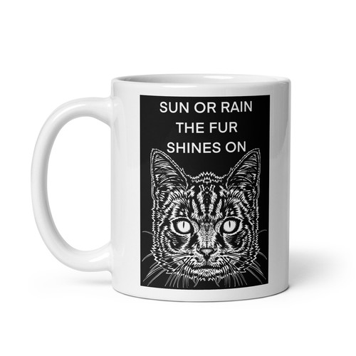 TAZA - SOL O LLUVIA LA PIEL BRILLA - las palabras del gato .3 - tazas artísticas taza desayuno - Imagen 4 de 8