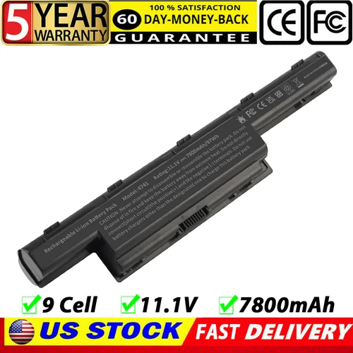 7800mAh 9 Cell Battery for Acer AS10D31 AS10D51 Gateway 4741 AS10D71 AS10D75