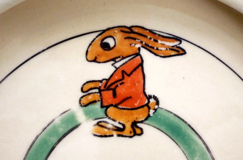 Plato de alimentación vintage Roseville Pottery para niños cuenco conejito conejo años 30 - Imagen 3 de 8