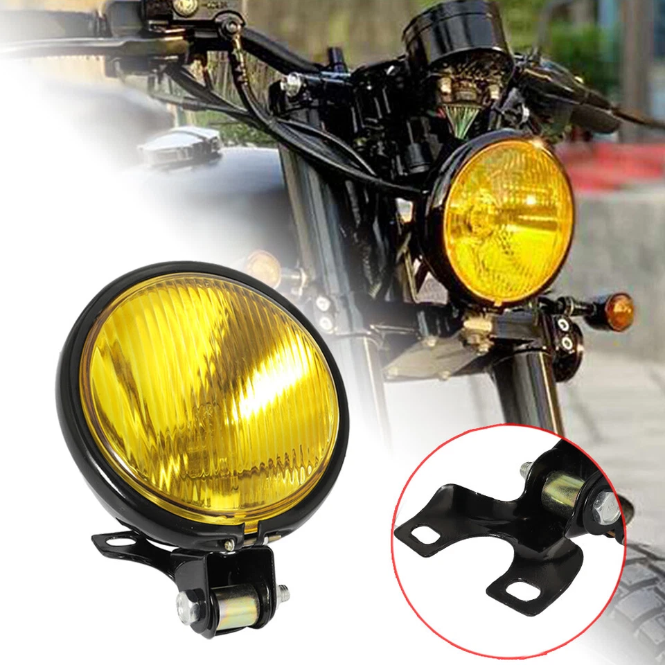 Faro halógeno de 5 pulgadas negro para motocicleta Harley Davidson Honda CB400 Yamaha Foto 2 de 4