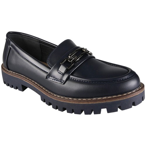 Zapatos Mocasines Tacón Grueso Cómodos Sin Cordones Cadena de Trabajo Oficina Escuela Mujeres Tallas - Imagen 15 de 25