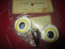 NIP Vintage OWL EYES BEAK Ceramic MACRAME BEADS - 1960's