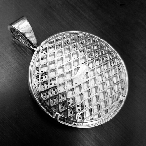 COLGANTE MEDALLÓN CARA JESÚS CIRCONITA CÚBICA LATÓN CHAPADO EN PLATA HELADA HIP HOP - Imagen 5 de 5
