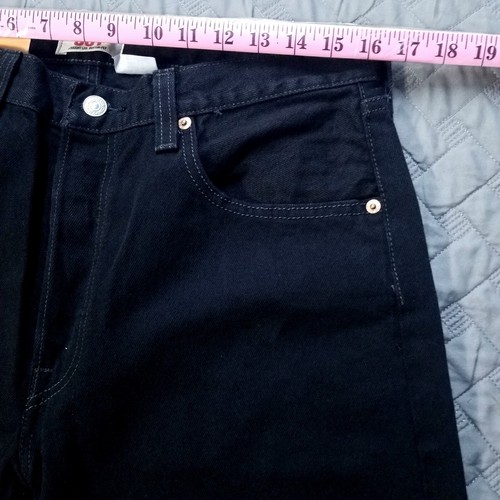 Jeans Levis Uomo 34X30 Nero 501 Gamba Dritta Bottone Fly Lavaggio Scuro Americano Nuovo - Foto 5 di 12
