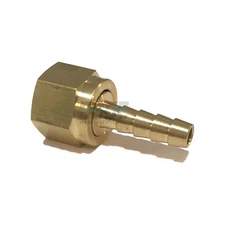 1/4 HOSE ID TO 3/8 45° FEMALE SAE FLARE BRASS SWIVEL CONNECTOR  FUEL/AIR/WOG