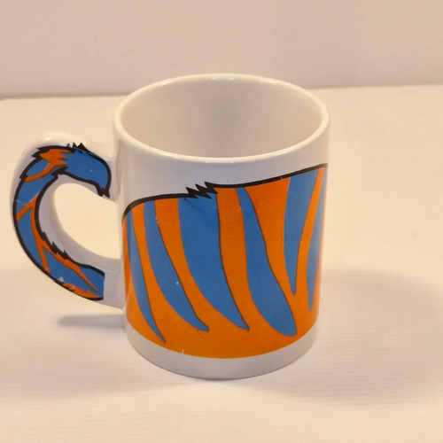 Wild Cat Striped Love Mug 300ml Orange Blue Tail Handle Coffee Cup - Picture 5 of 5